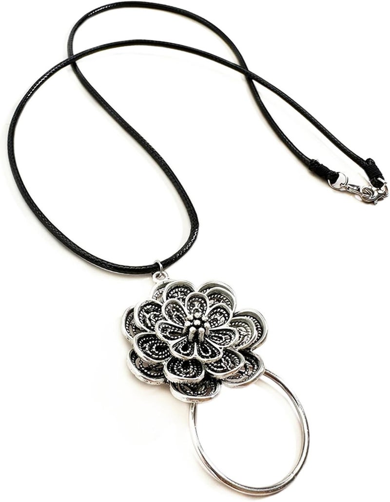 Decker Glasses Necklace Sunglasses Holder Hanging Ring Leather Cord Eyeglasses Strap Flower Loop Ring - Image 1